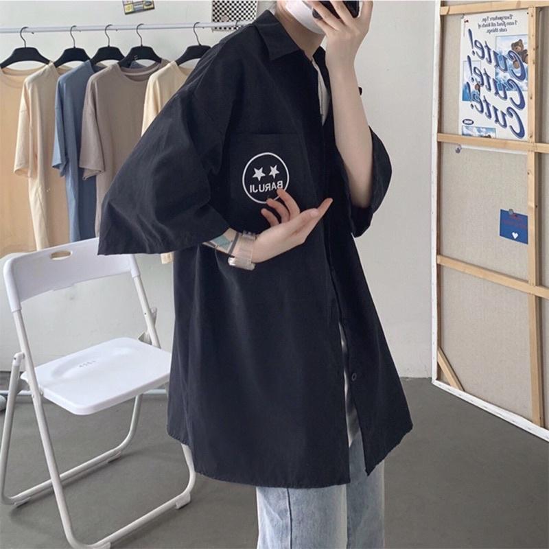 Áo Sơ Mi Nam Ngắn Tay Form Rộng Kiểu Hàn Unisex Nam, Nữ. Áo SơMi Nam,Nữ Hàn Quốc Tay Lỡ-ASOMIMATCUOI