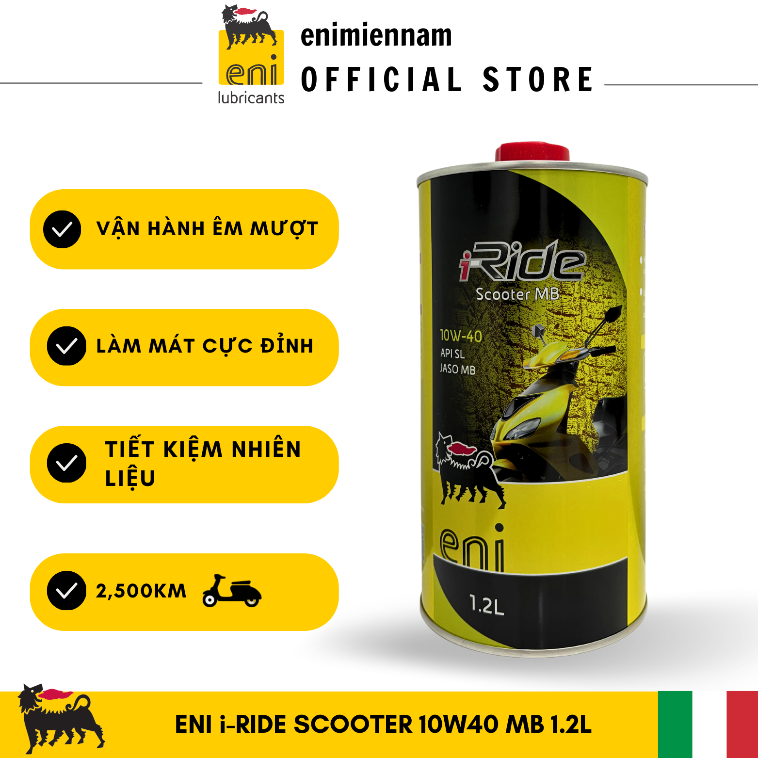 (HCM) (1.2L) Nhớt Eni I-Ride Scooter 10W40 chuyên dụng cho xe Vespa/Piaggio