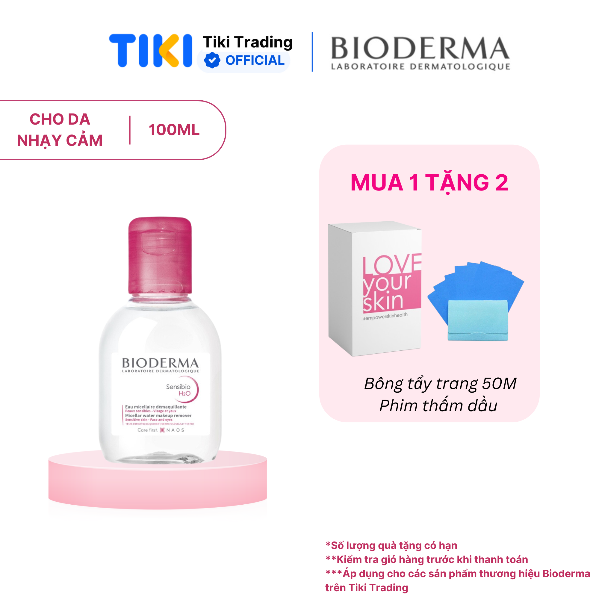 Dung dịch làm sạch và tẩy trang Micellar cho da thường và da nhạy cảm Bioderma Sensibio H2O
