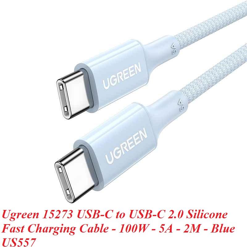 Ugreen UG15273US557TK 100W 2M Cáp sạc nhanh - truyền dữ liệu 2 đầu USB-C hỗ trợ QC4.0 5A dây bọc dù Màu Xanh - HÀNG CHÍNH HÃNG