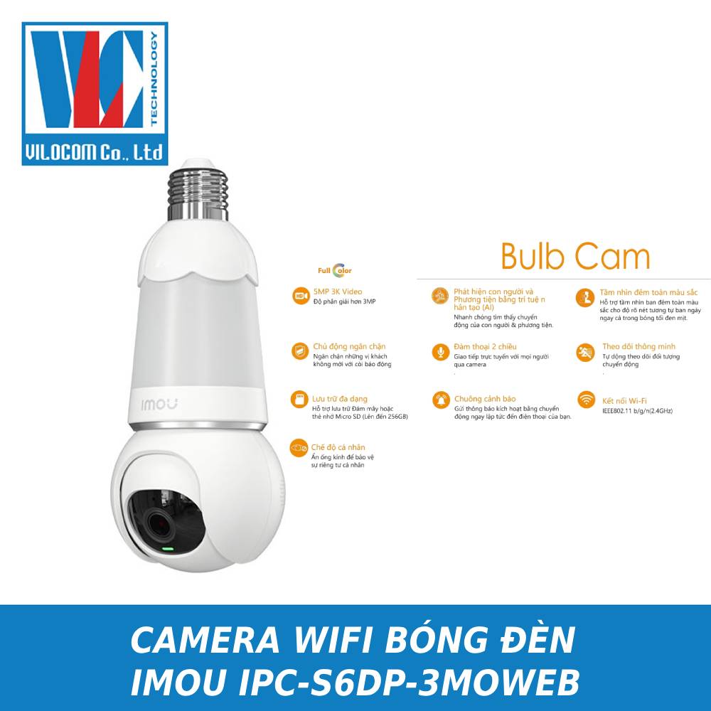 Camera Wifi quay quét bóng đèn 3MP iMOU IPC-S6DP-3M0WEB Và IPC-S6DP-5M0WEB 5MP - Hàng chính hãng