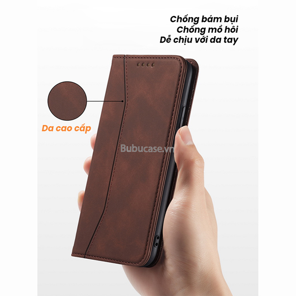 Bao Da Cho Iphone - Sọc Đứng, Không Gài, Có Khe Cắm Thẻ