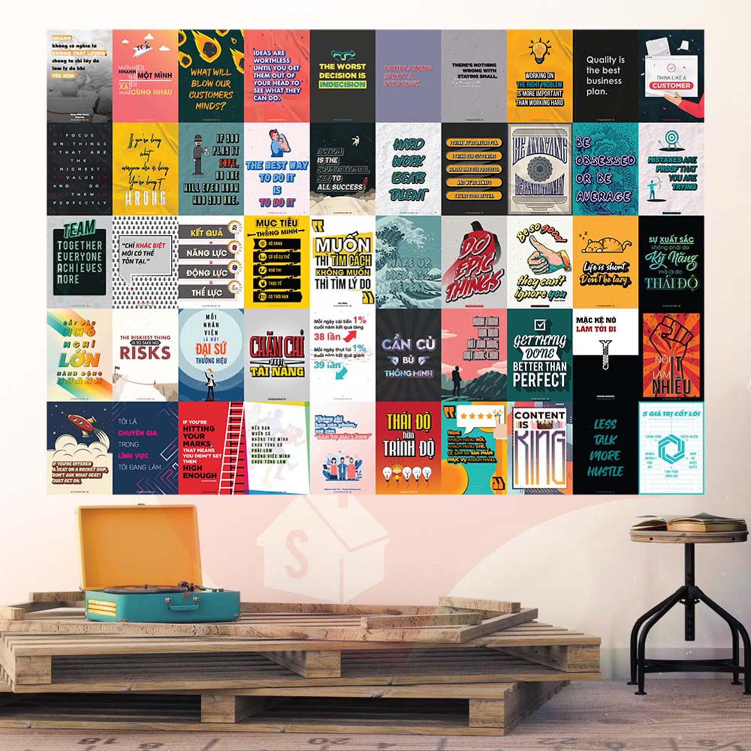 STARTUP - Set 50 Poster A4 dán tường trang trí decor quán nhà cửa - STICKER FACTORY