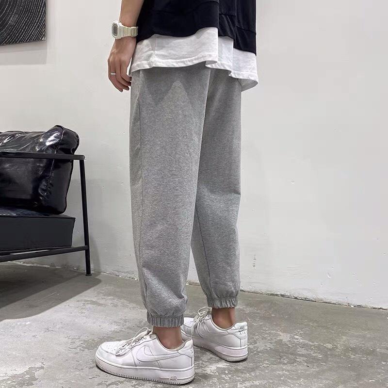 Quần Jogger Ống Bo Chất Thun Da Cá Unisex Nam Nữ Phong Cách Hàn Quốc Ulzzang