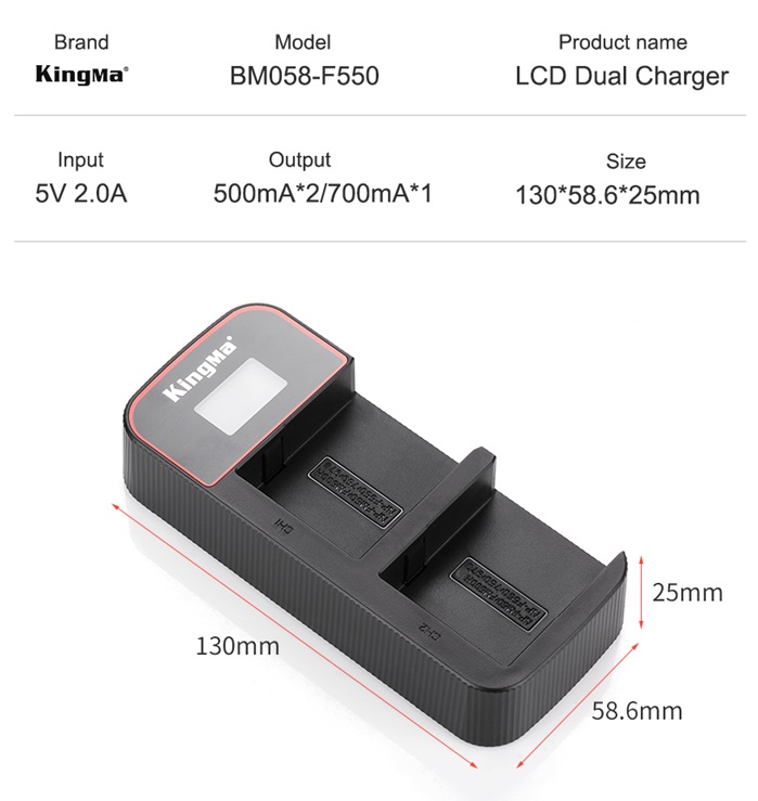 SẠC ĐÔI KINGMA VER 3 MÀN HÌNH LCD FOR SONY NP-F550 / F750 / F770 / F970 / FM50 / FM500H - HÀNG CHÍNH HÃNG