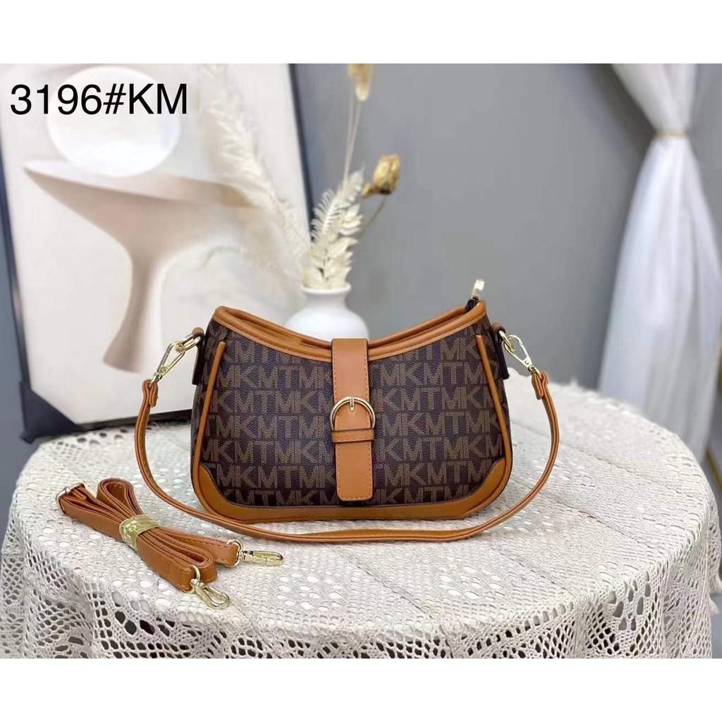 Túi xách kẹp nách nữ da PU cao cấp họa tiết monogram thời trang vintage trung niên Y3196