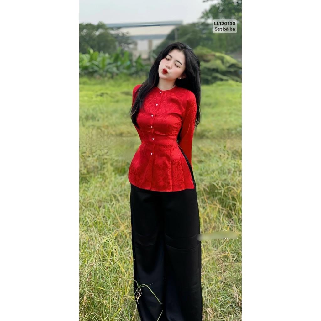 bộ áo bà ba gấm truyền thống bán lẻ giá sỉ có bán lẻ áo lẻ quần size S M L XL 2
