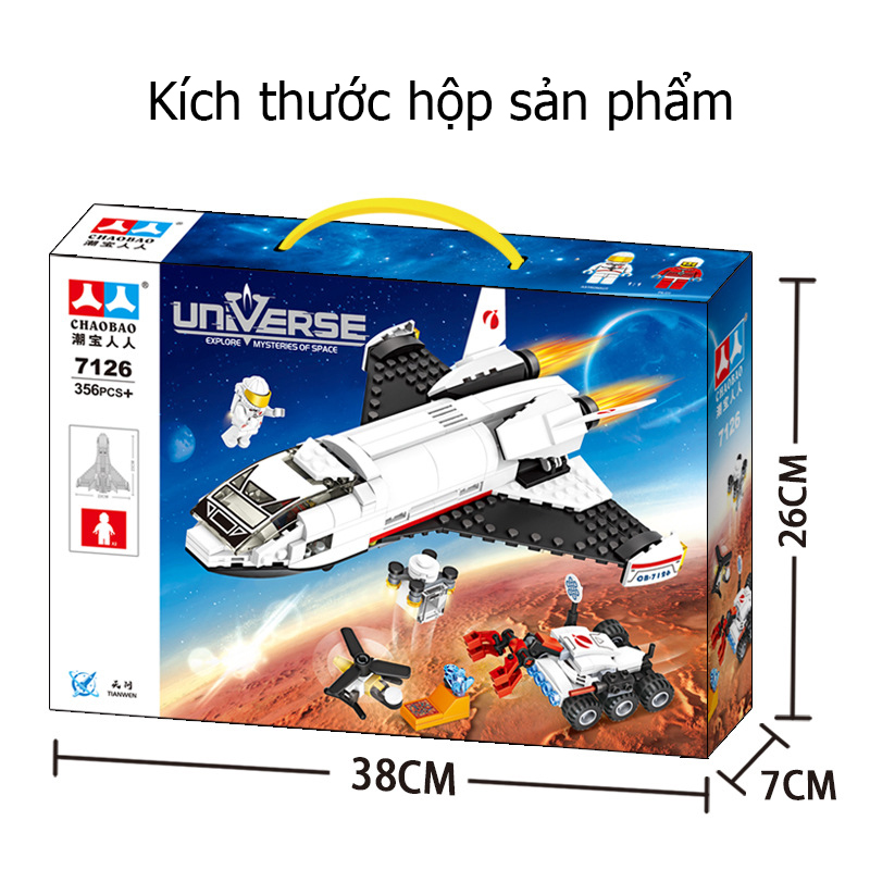 Bộ lắp ghép tàu con thoi KAVY  NO.8807 với 356 chi tiết gồm tàu, xe thám hiểm và nhiều chi tiết khác