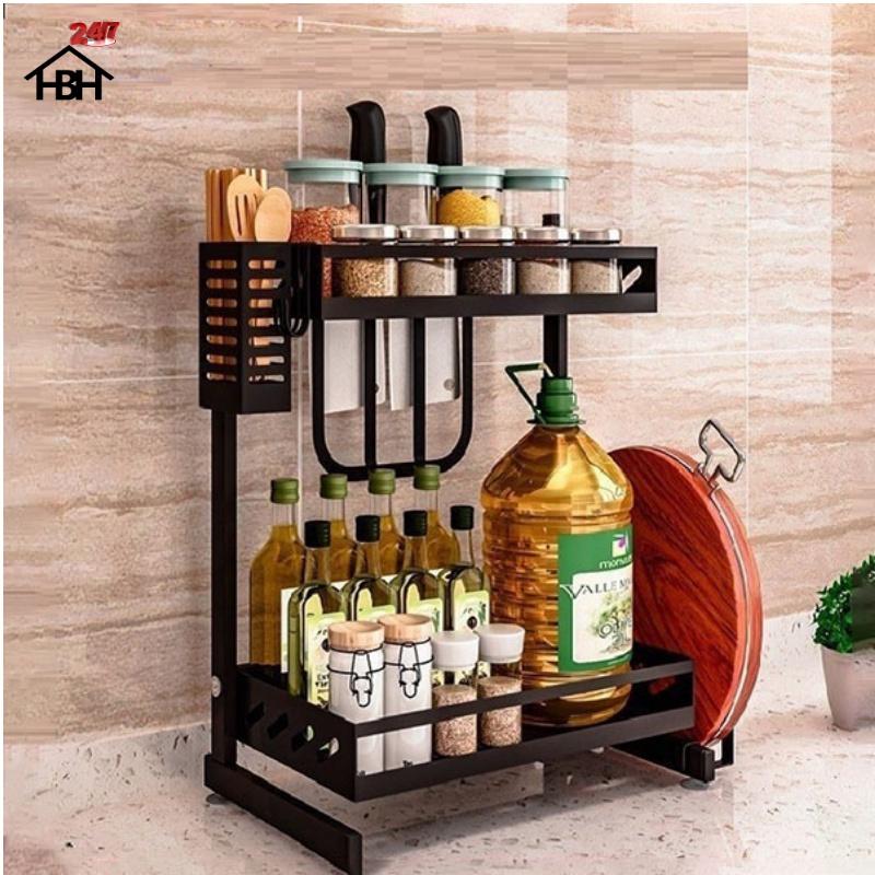 Kệ gia vị chữ E cao cấp bằng thép carbon chống gỉ, chống xước, kệ đựng chai lọ gia vị đa năng, sang trọng