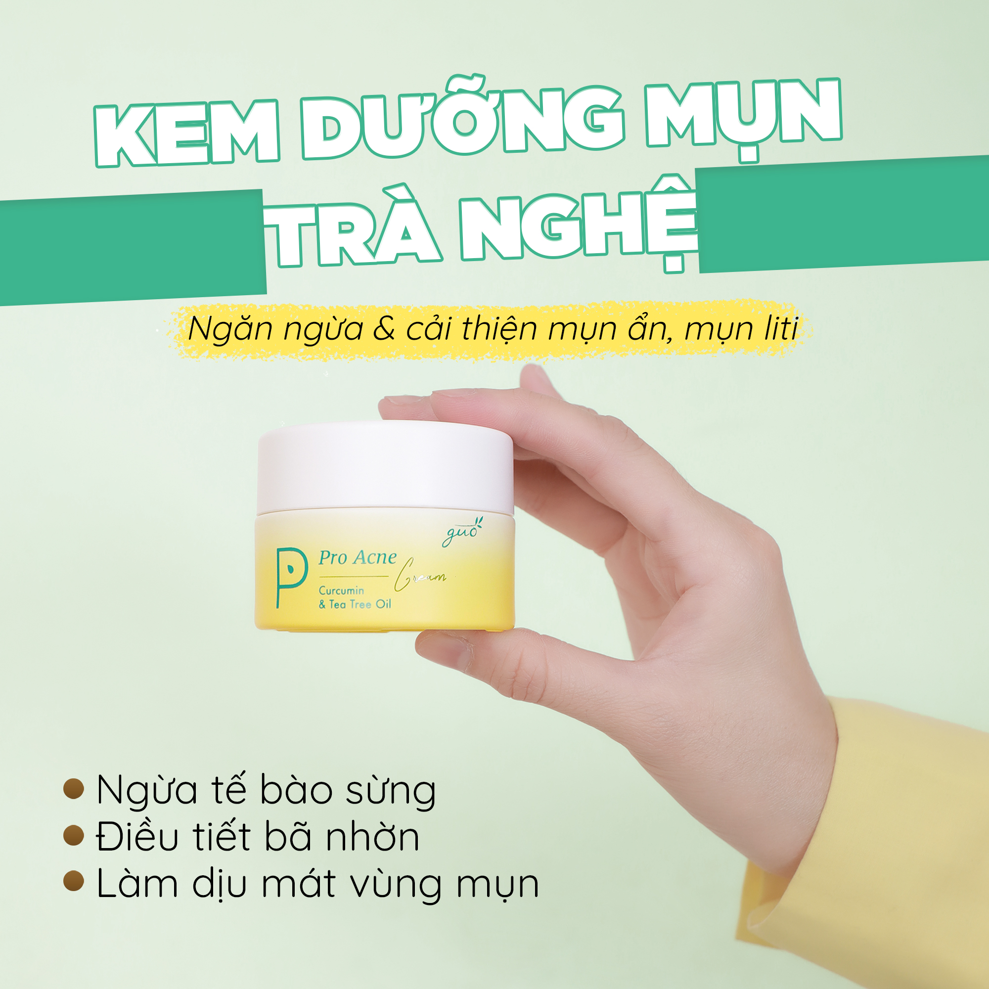 Kem mụn tràm trà nghệ GUO 30g