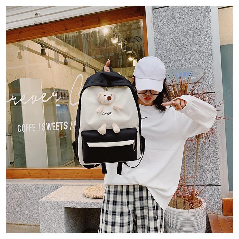 Balo Ulzzang Thời Trang Chống Nước XPEGDA + Tặng Gấu Xinh- B02
