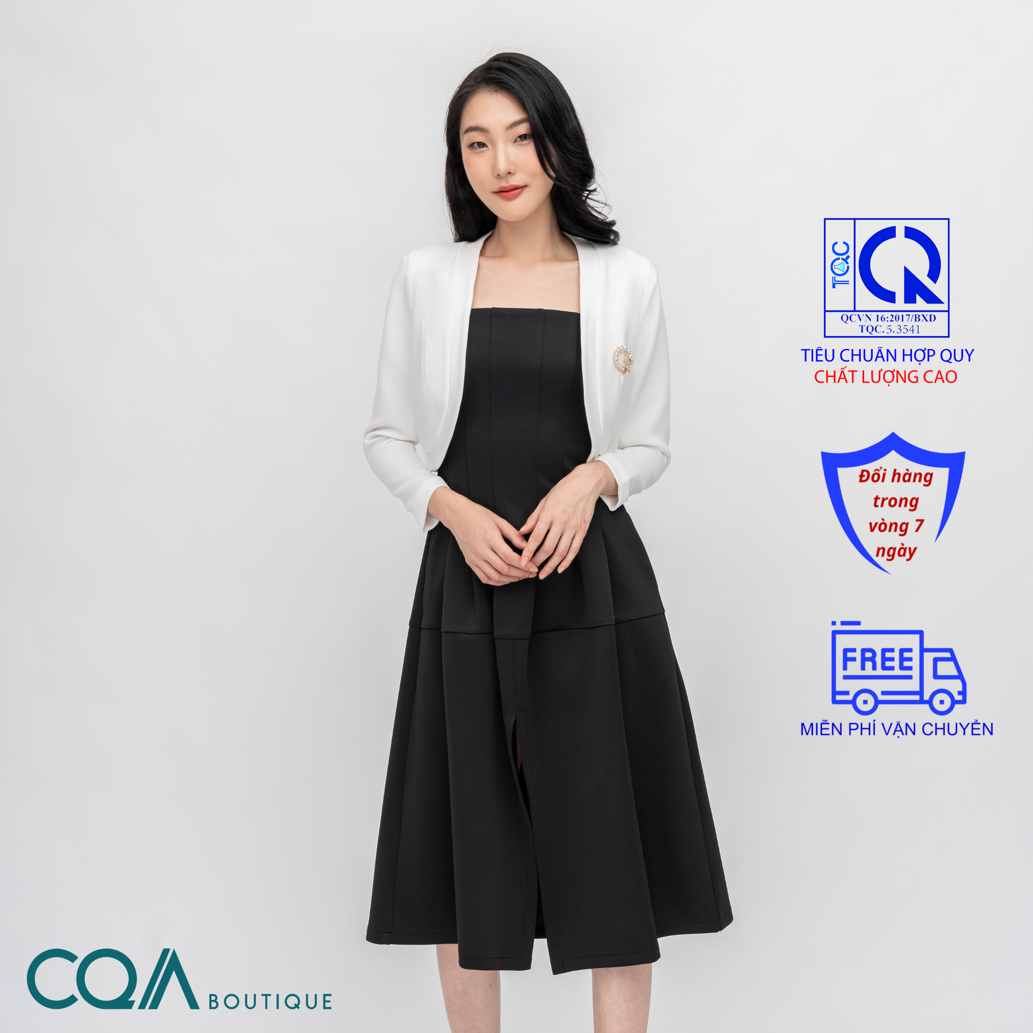 Set Đầm Vest Xẻ Trước CQA0114 Thanh Lịch