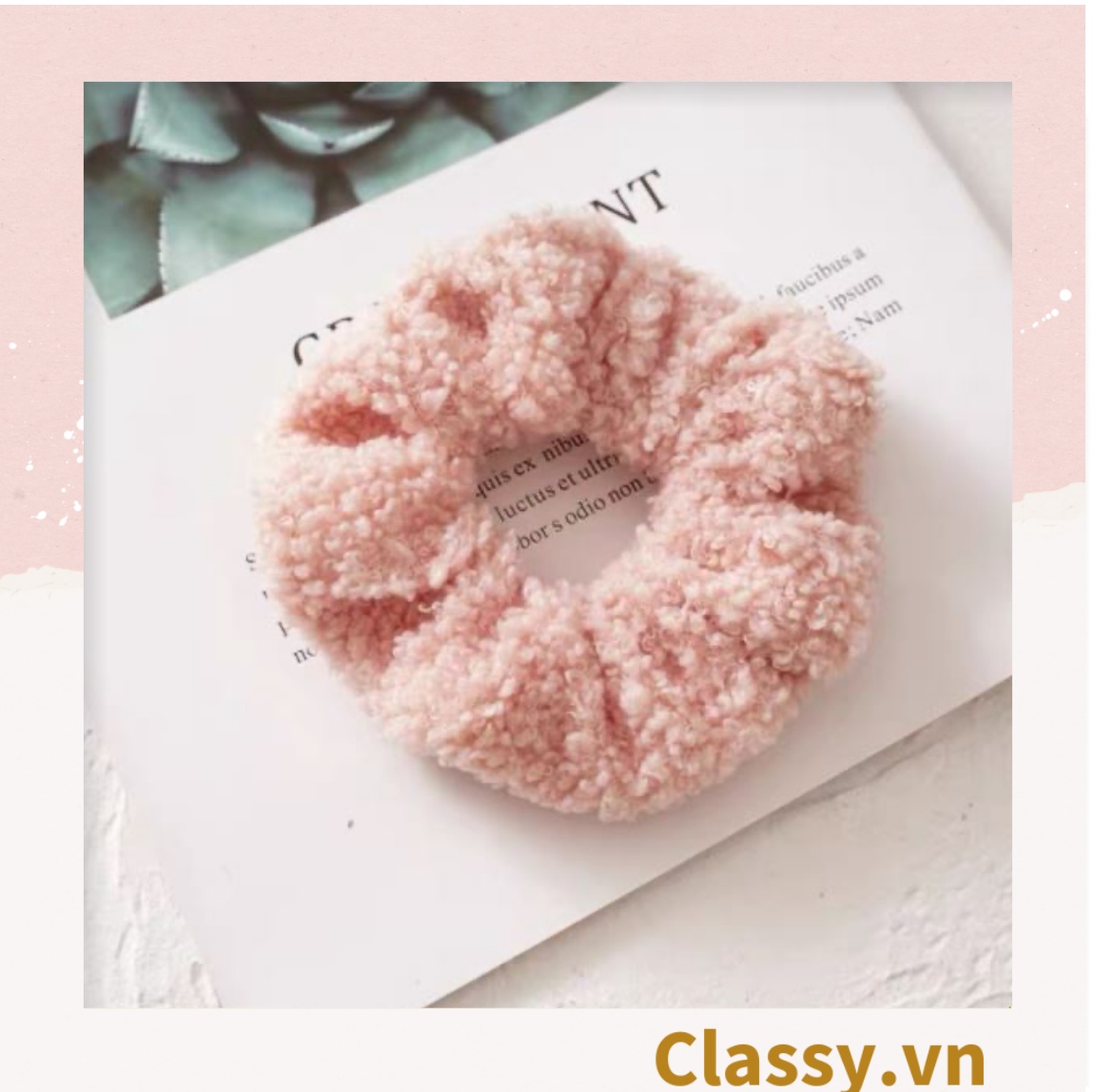 Dây cột tóc vải Scrunchies lông cừu bền chắc PK219