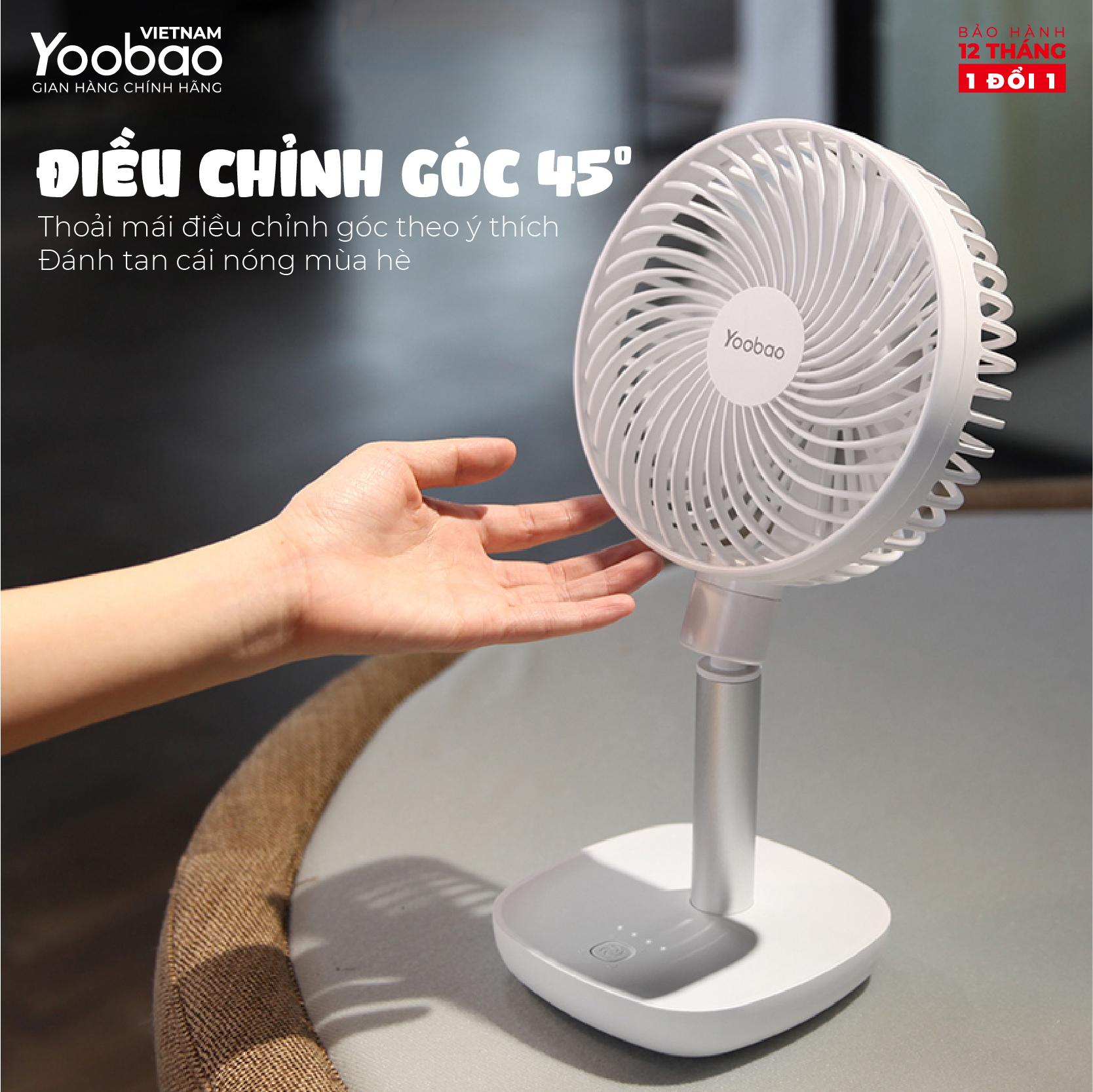 Quạt sạc mini để bàn YOOBAO F1 10000mAh 4 chế độ gió Góc xoay 45 độ An toàn cho trẻ- Bảo hành 12 tháng