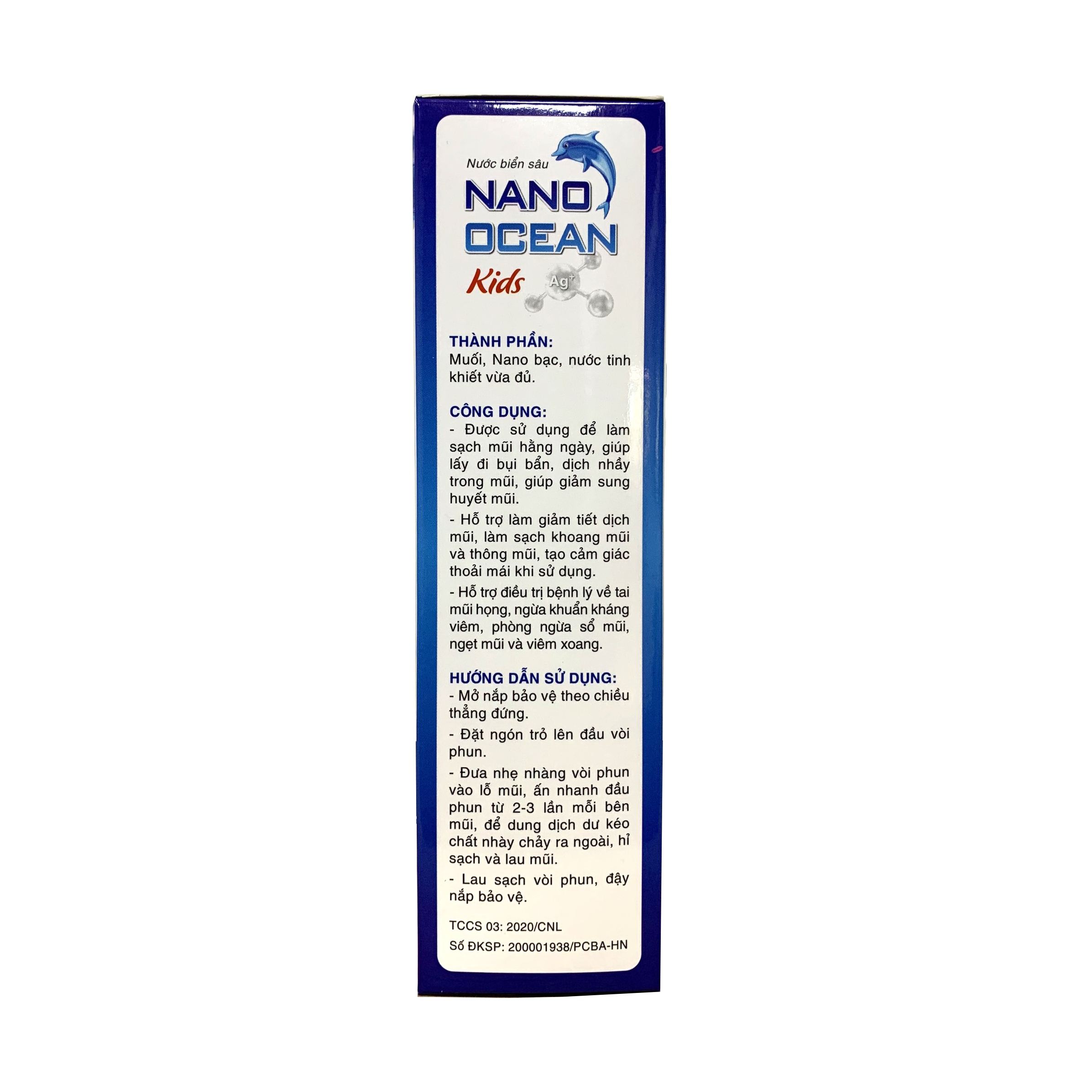 Combo 2 Chai Xịt Nano Bạc Nước Biển Vệ Sinh Mũi Cho Trẻ Em Nano Ocean Kids ( Chai 70 ml )