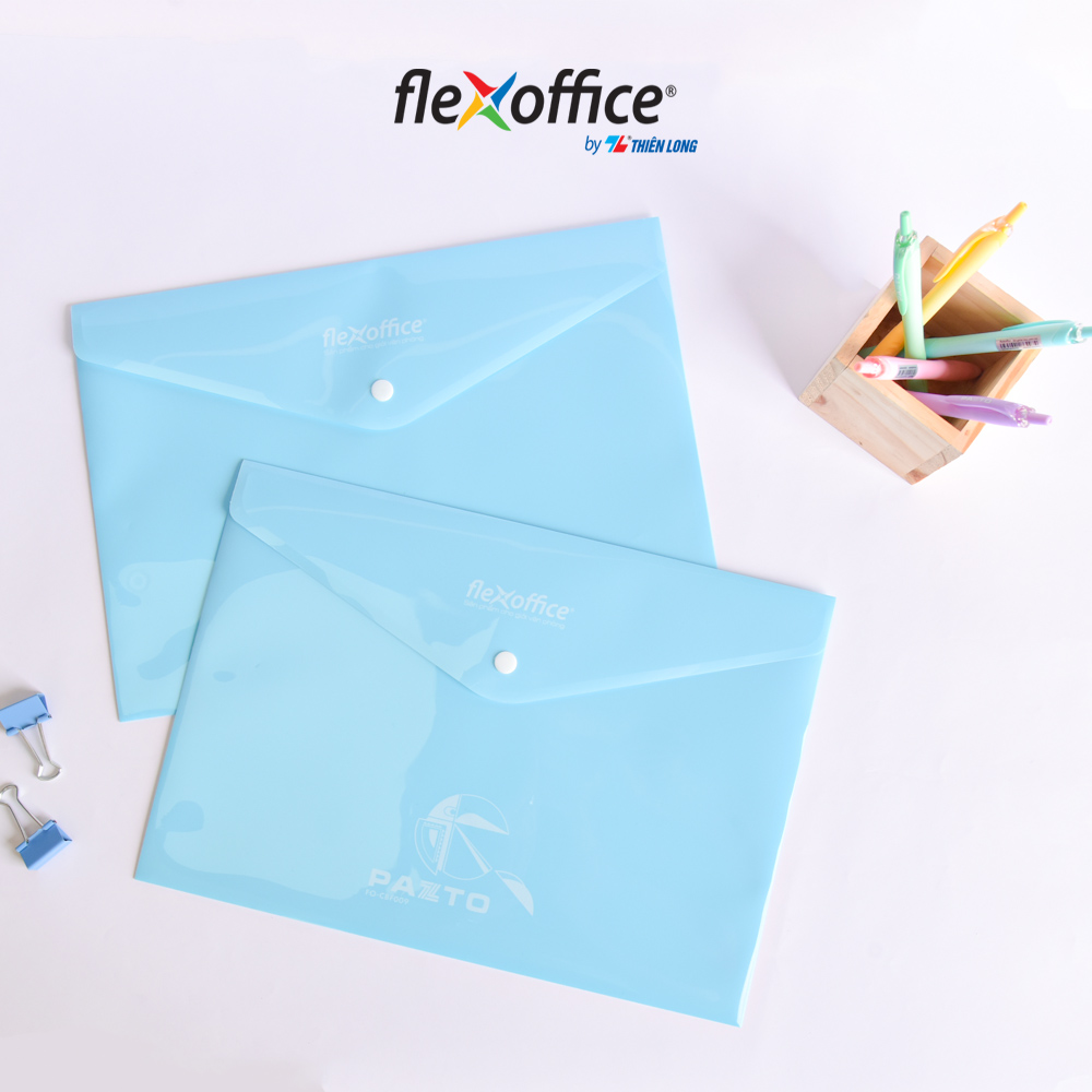 Combo 10 Bìa nút Pazto màu Pastel A4 Thiên Long Flexoffice FO-CBF009 - Màu ngẫu nhiên