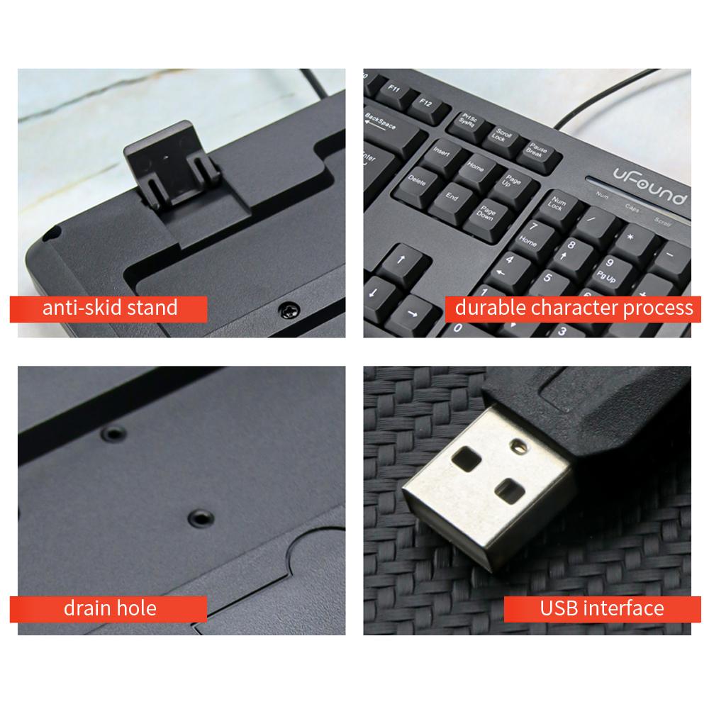 106 phím Bàn phím uFound U-70 hỗ trợ USB decibel thấp cho nhà / Văn phòng