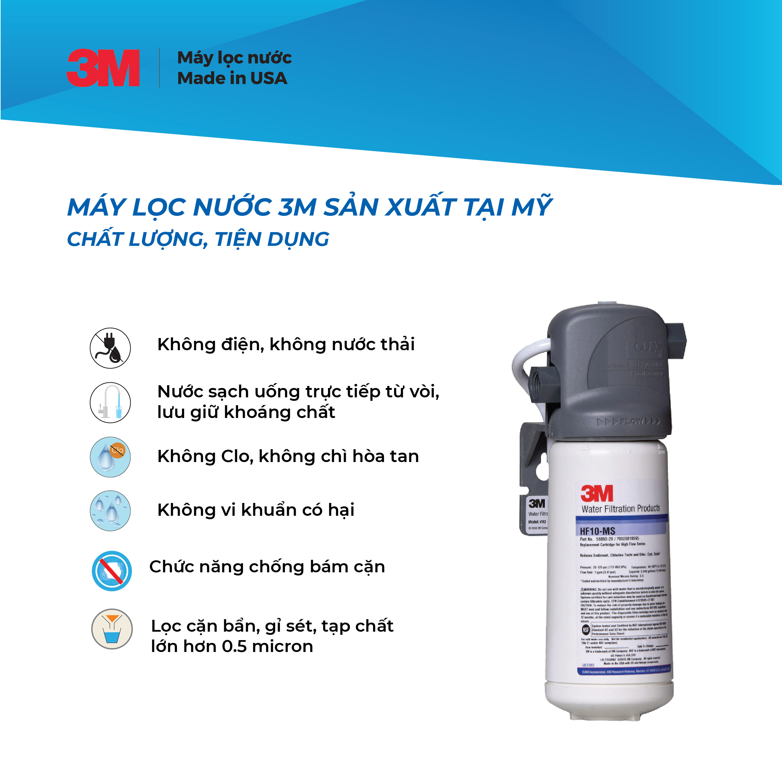 Combo Lọc Nước 3M Brew110-MS Kèm Vòi 3M Và Lọc Thô 3M Hàng Chính Hãng