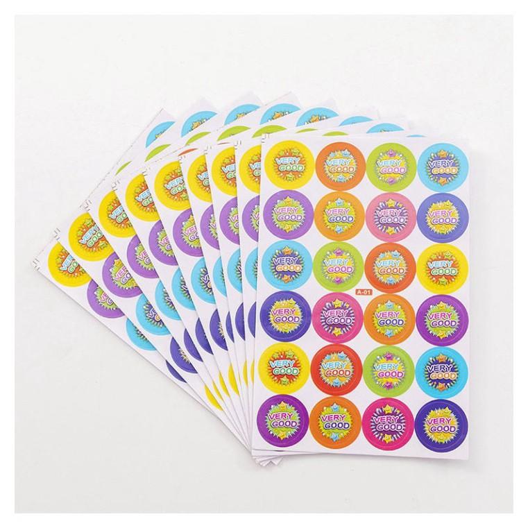 Set 10 Tấm Sticker Khen Thưởng Cho Bé Yêu Hình Mặt Cười, Ngôi Sao