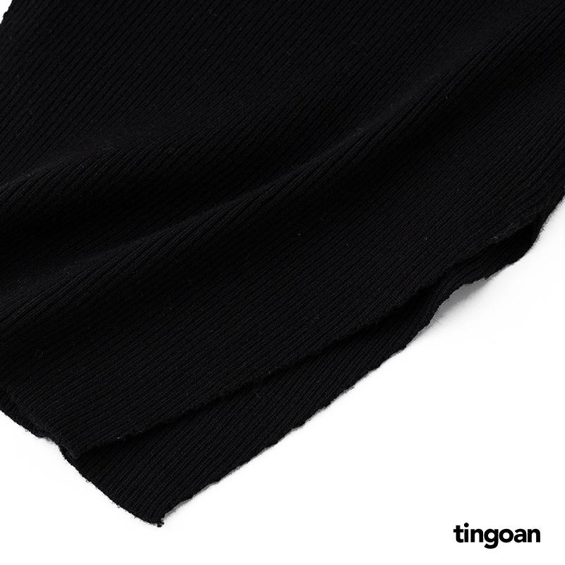 Áo len lượn viền sẻ vạt thân đen tingoan SHORT CAKE TOP/BL