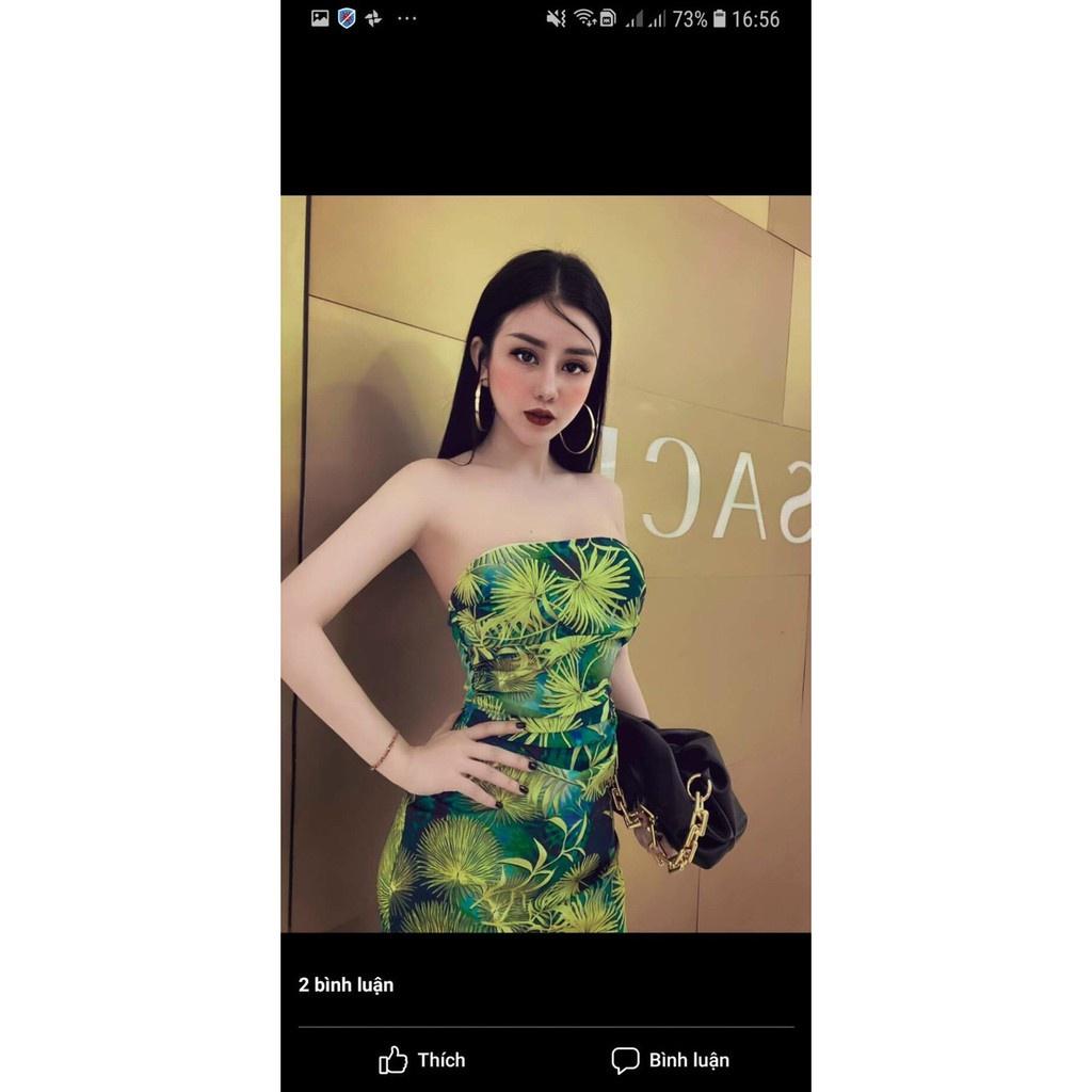 TBO-Vide ảnh thật Đầm body họa tiết cúp ngực siêu sexy, có mút ngực ôm body xanh đen hoa lá cành