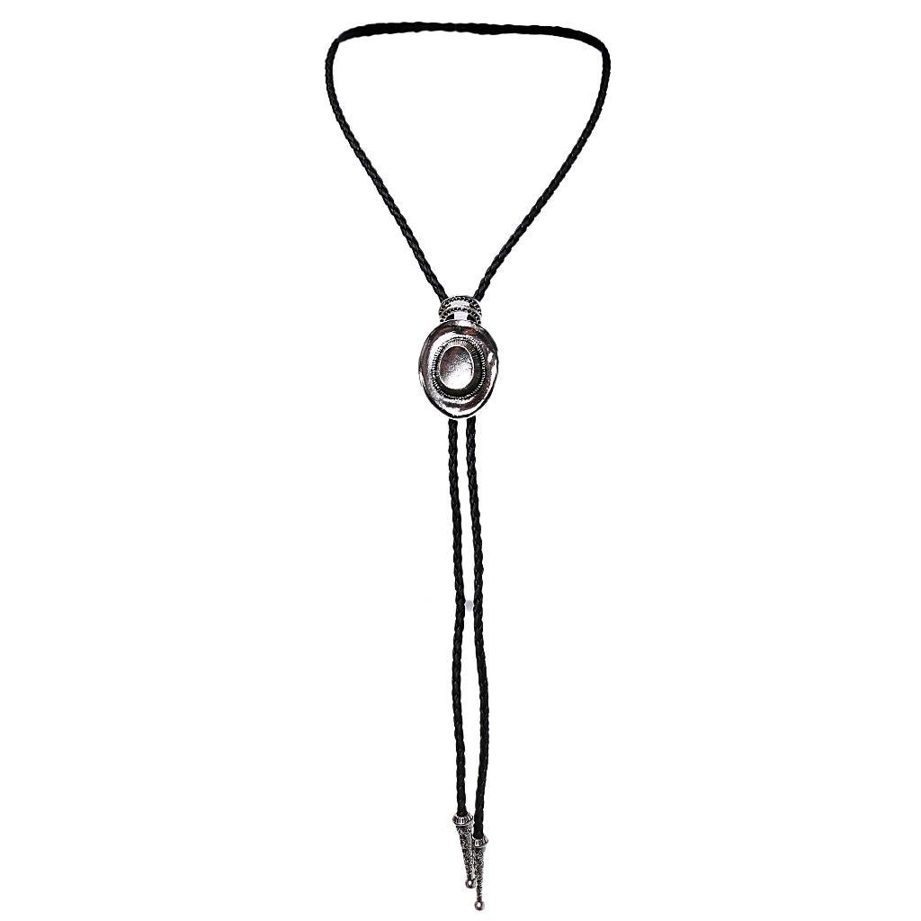 Punk Gothic Metal Hat Bolo Tie Western Cowboy Artificial Leather Necktie