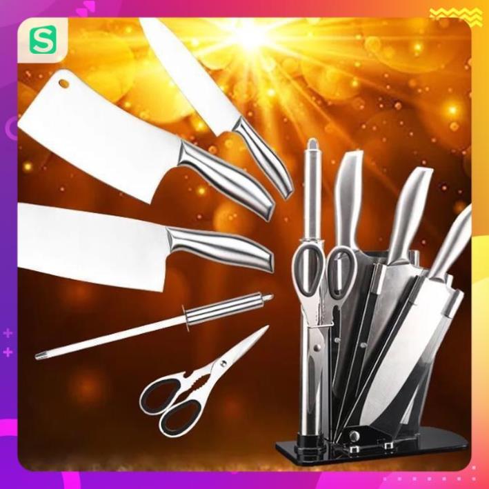 Bộ dao Nhật inox 6 món cao cấp kèm khay đựng