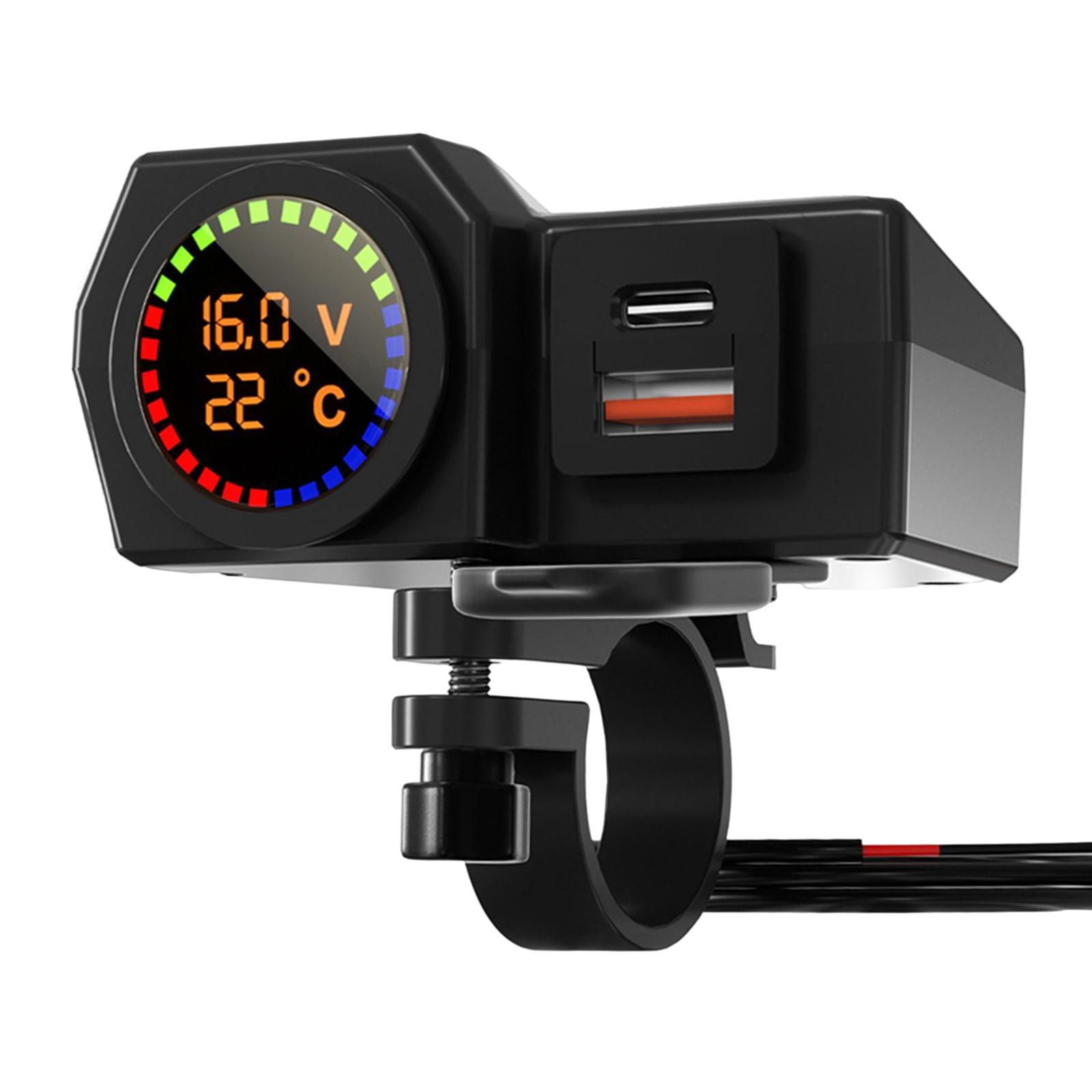 12V-24V Motorcycle USB Phone Charger QC 3.0 Port for Smartphone Cameras