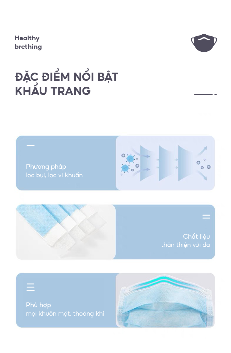 Khẩu trang y tế kháng khuẩn 4 lớp Khatraco Medimask hộp 50 chiếc đạt tiêu chuẩn FDA,CE quốc tếkhẩu trang kháng khuẩn 4 lớp dành cho người lớn,khẩu trang 4 lớp mềm mại có vải kháng khuẩn ngăn ngừa bụi bẩn,vi khuẩn sử dụng 1 lần