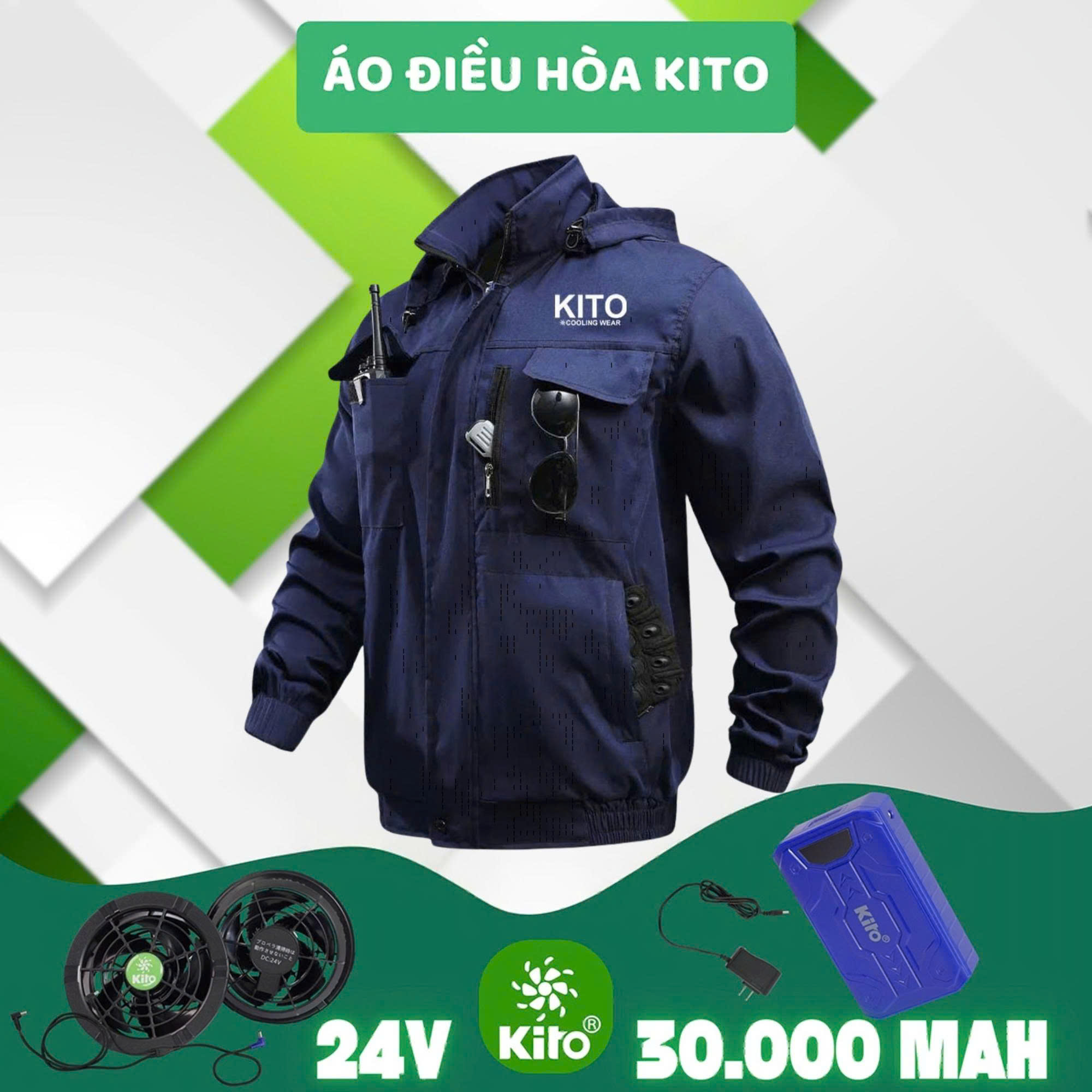 Bộ áo điều hòa KITO NEWPRO KT10 thế hệ mới nhất 2026 quạt 24V siêu bên ,chống chai ,chống phồng