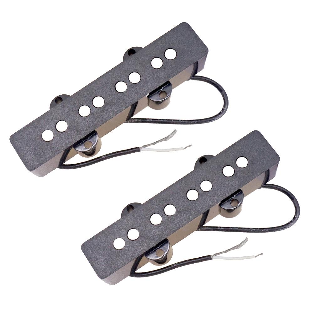 Pack of 2 Metal Electric Bass Open Pickups Black for JB Jazz Bass Part