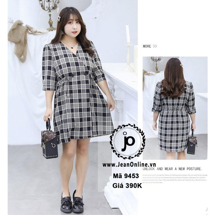 Bigsize Nữ - Đầm Caro Nút