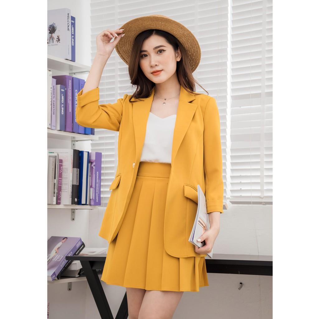 Set áo vest blazer nữ + chân váy ngắn xếp ly - SV01 - WFStudios