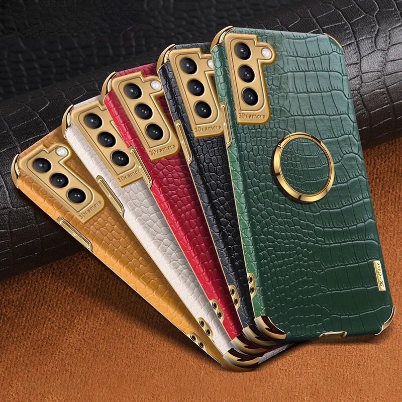 Ốp Lưng dành cho Galaxy S21 FE, S20 FE, S21, S21 Plus, S21 Ultra giả da thời trang kèm vòng nhẫn