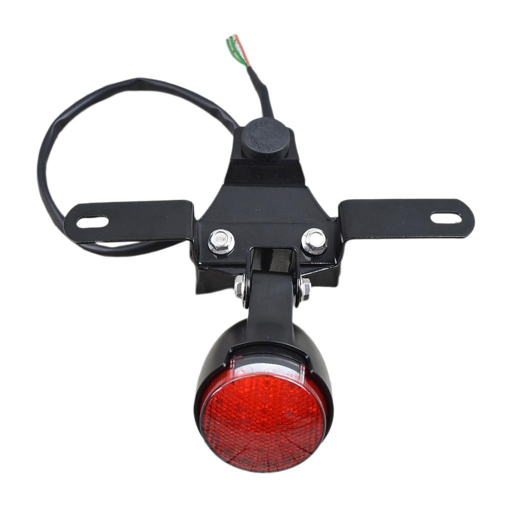 1pc Motorcycle Round Tail Lights Brake Stop Running Light License Plate Holder