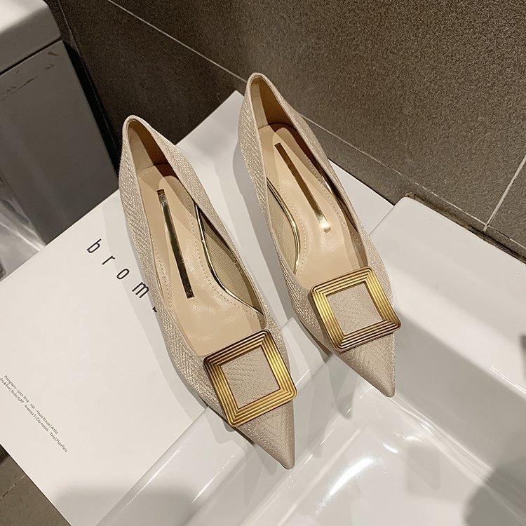 Giày Cao Gót Mũi Nhọn Màu Trơn Thời Trang Cho Nữ