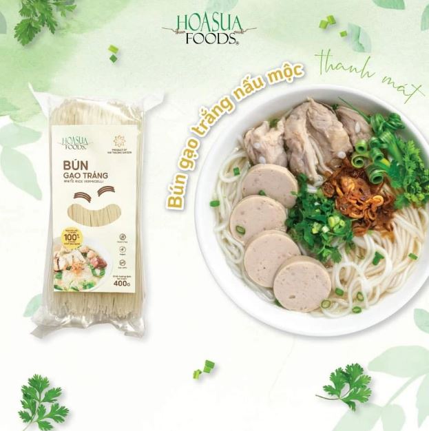 Bún gạo trắng Hoa Sữa  Foods túi 400g - hoàn toàn từ gạo sạch, an toàn, phù hợp ăn chay, thực dưỡng