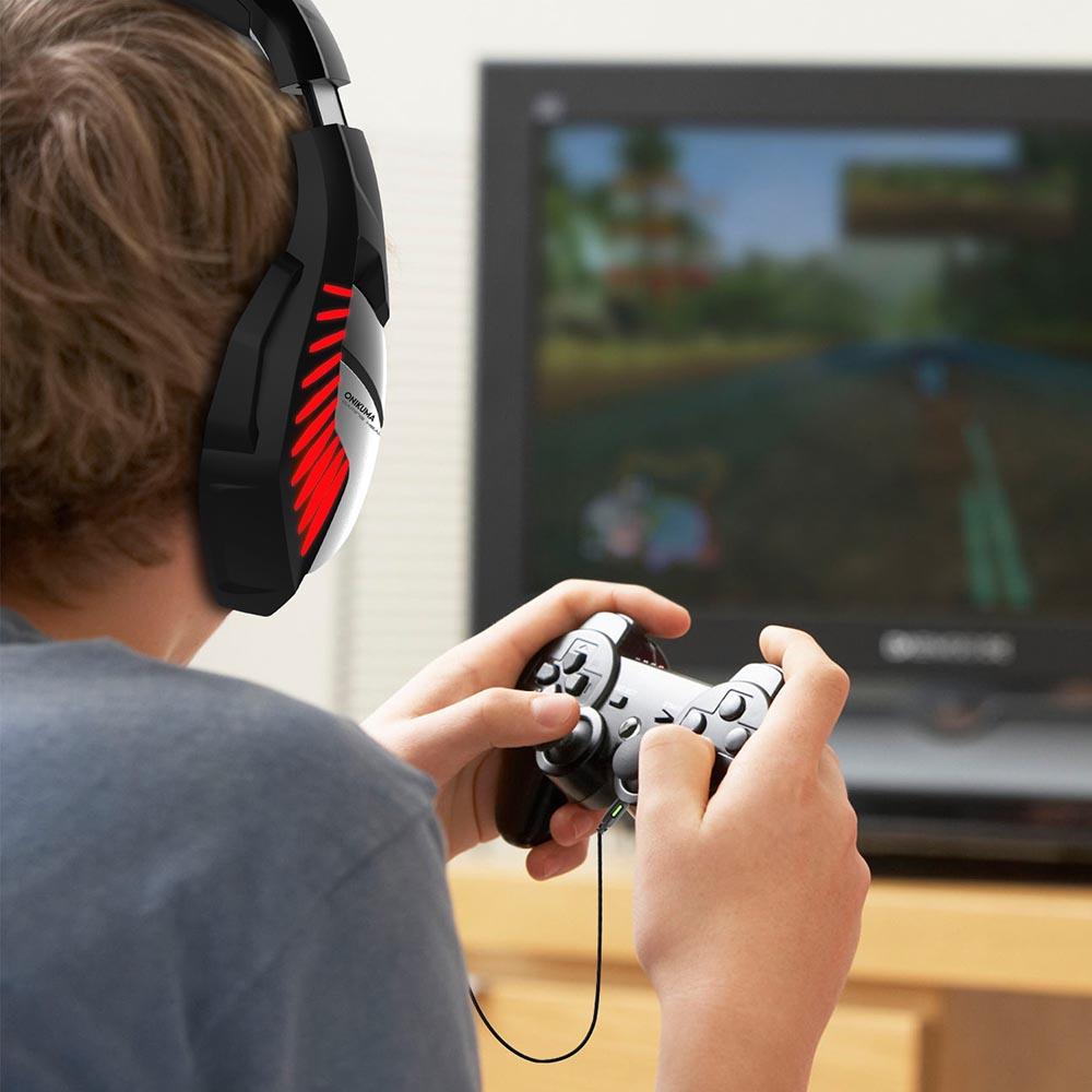 Tai nghe chơi game ONIKUMA K5 PRO có micrô PC Gamer,âm thanh nổi 3,5 mm chống ồn - Màu đỏ