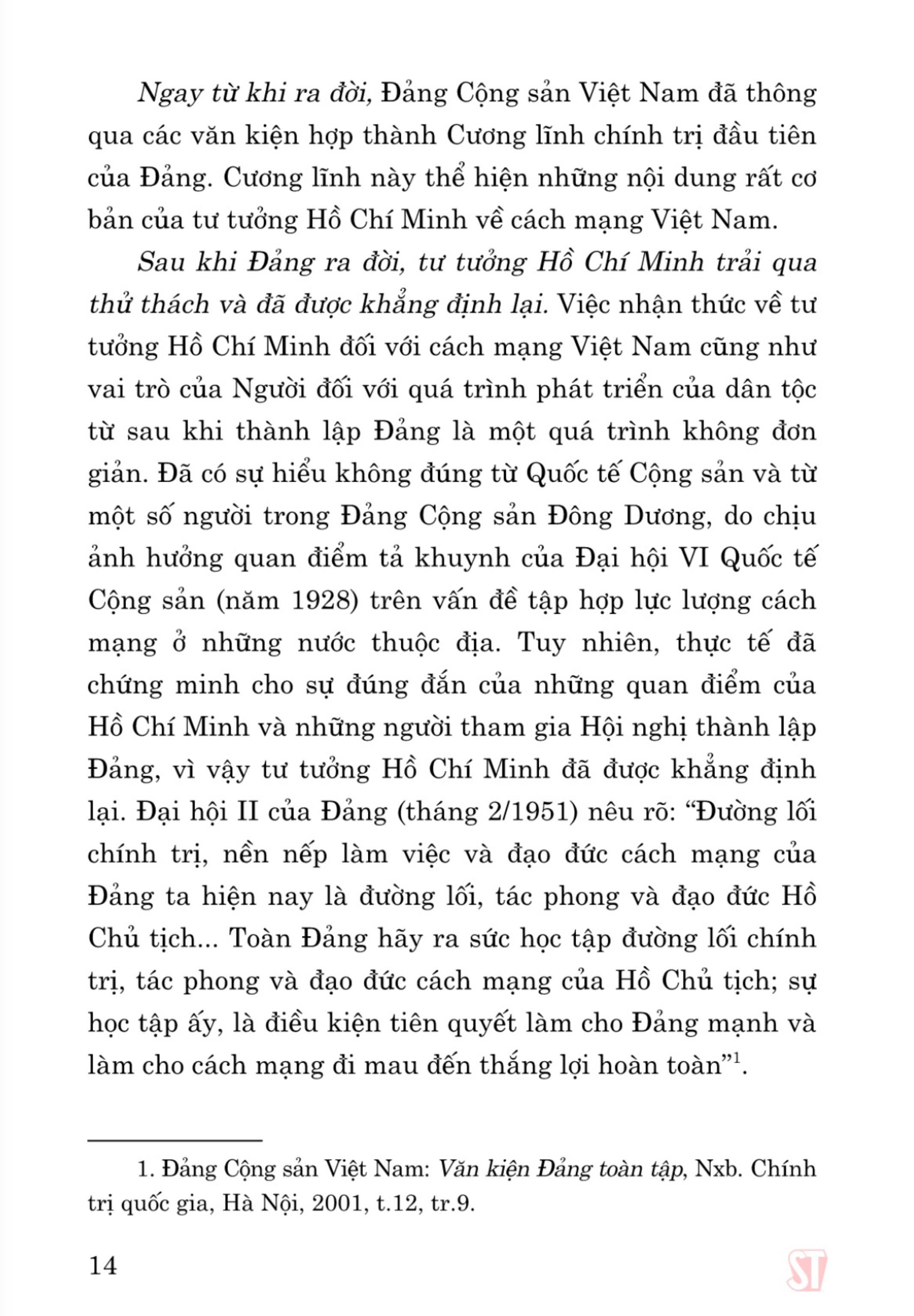 Giáo trình Tư tưởng Hồ Chí Minh (Dành cho bậc đại học hệ không chuyên lý luận chính trị) - bản in 2024