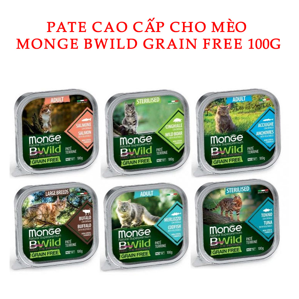 Pate Cao Cấp Cho Mèo Monge BWild Grain Free 100g - YonaPetshop