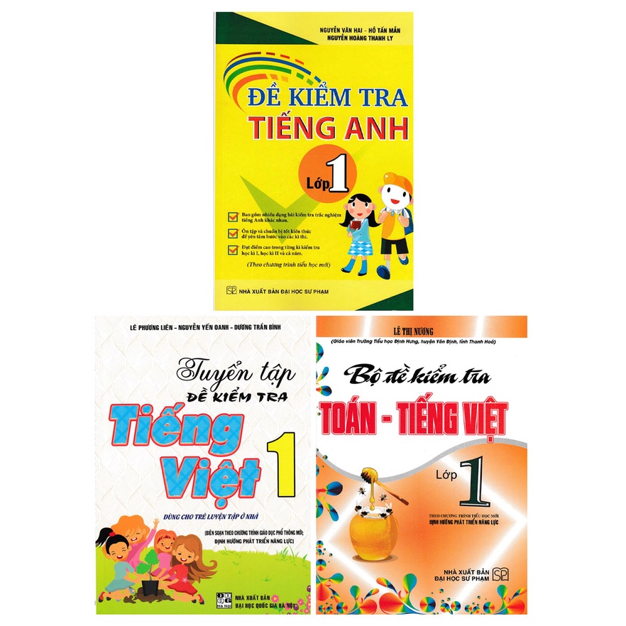 Combo Đề Kiểm Tra Toán - Tiếng Việt - Tiếng Anh Lớp 1 (Bộ 3 Cuốn)