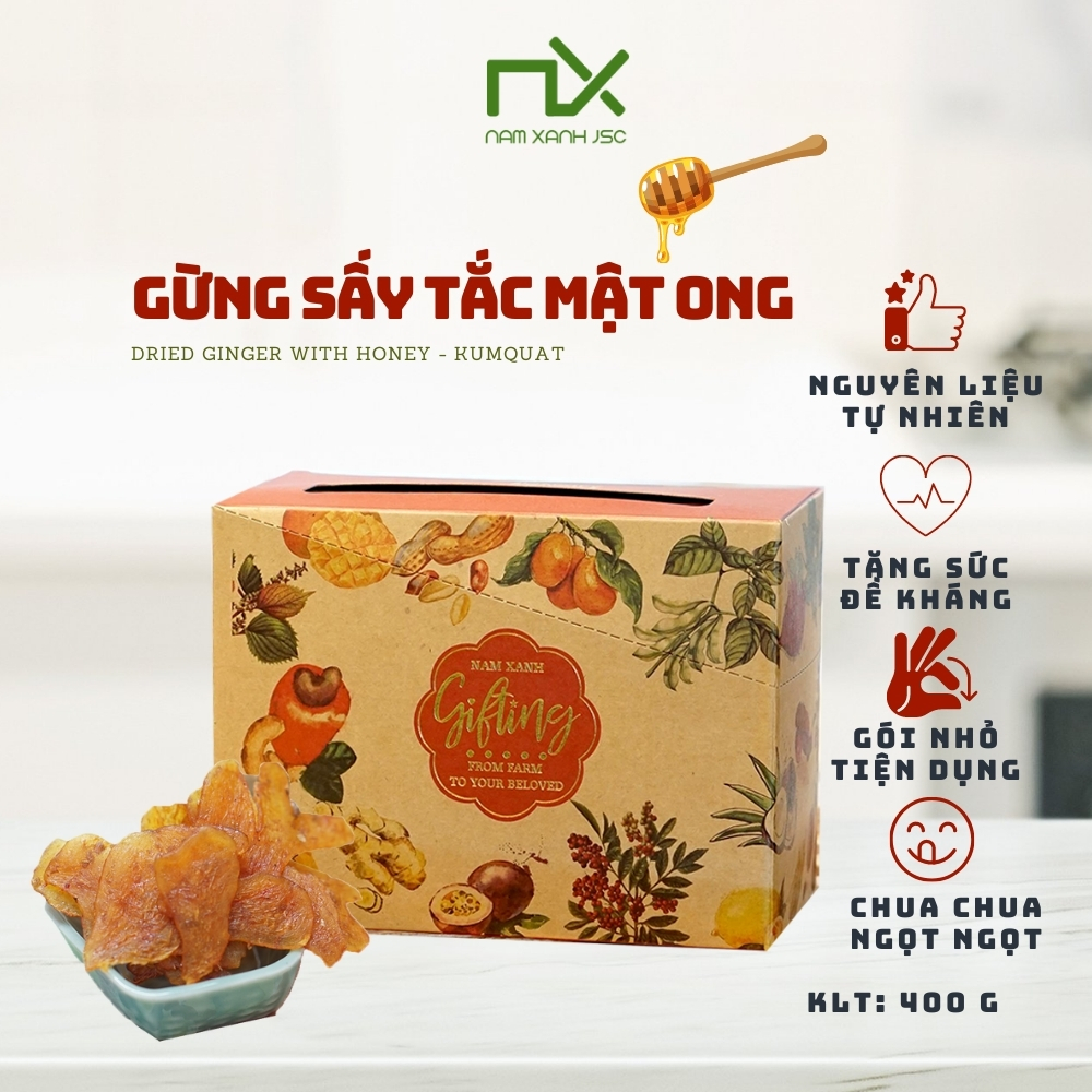 Hộp 20 Gói Gừng Sấy Tắc Và Mật Ong Gingerta 400G560G