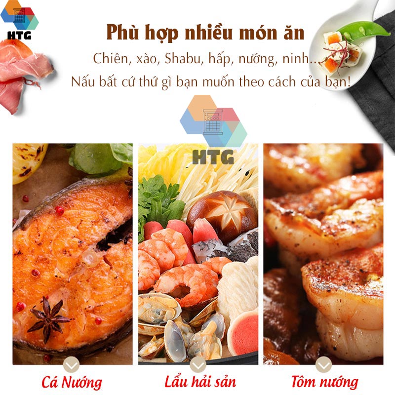 Bếp lẩu nướng 2 trong 1 Suncojia LZW-1702D nồi lẩu 2 ngăn tách rời, dung tích lớn cho gia đình đông, chống dính không khói, hàng chính hãng