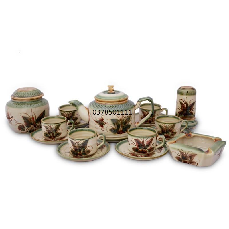 Bộ ấm chén men rêu cổ S3