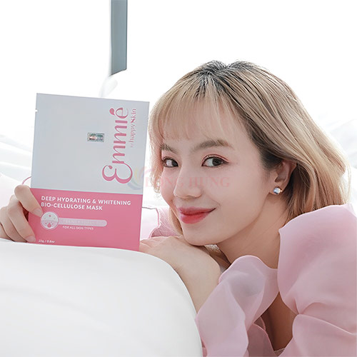 Mặt nạ sinh học Emmié by HappySkin Deep Hydrating &amp; Whitening Bio - Cellulose Mask giúp dưỡng trắng và cấp ẩm sâu - Hàng chính hãng
