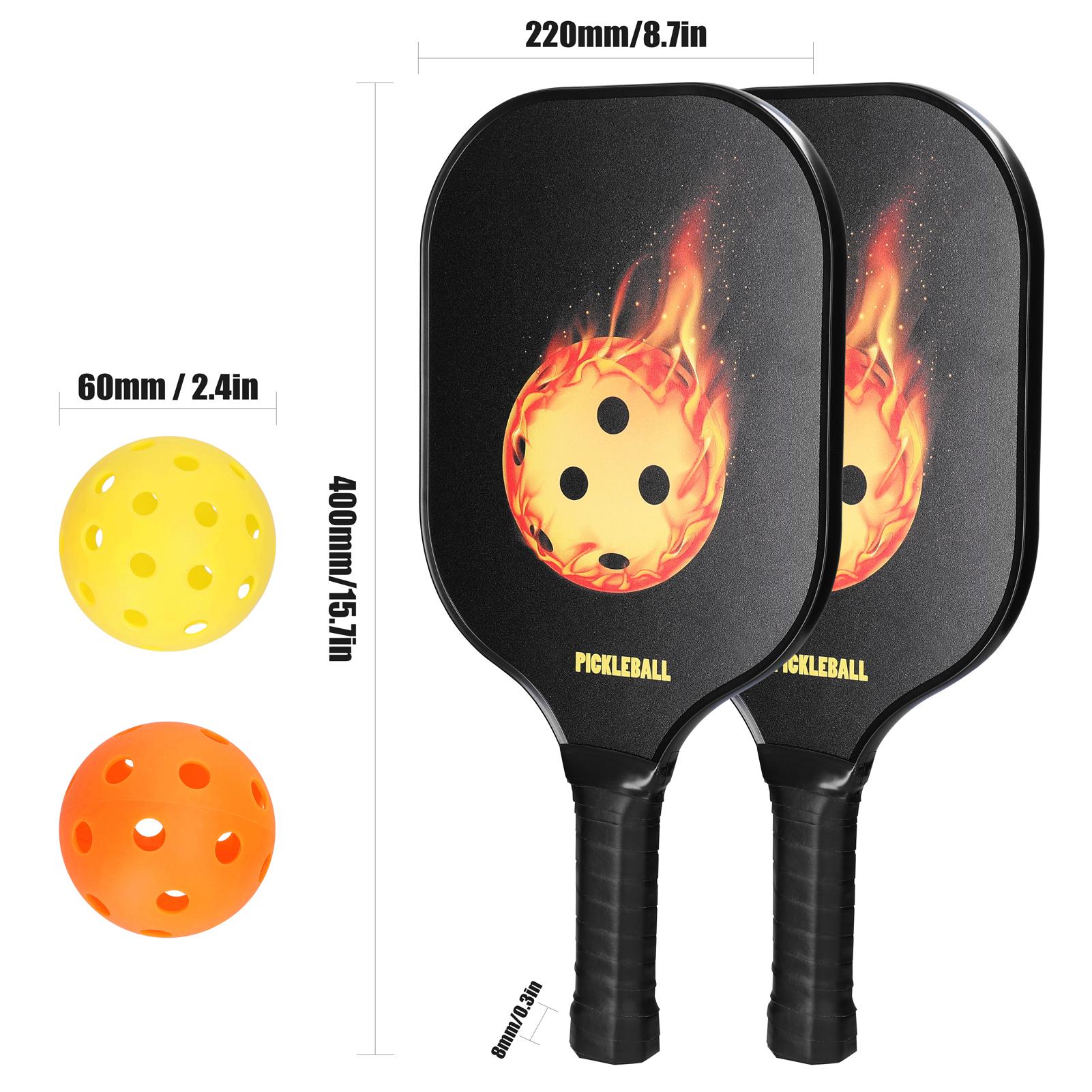 Pickleball Rackets Set Pickleball Paddle Set of 2 Rackets and 4 Pickleballs Balls Pickle-Ball Racquet with Balls Sports Accessory