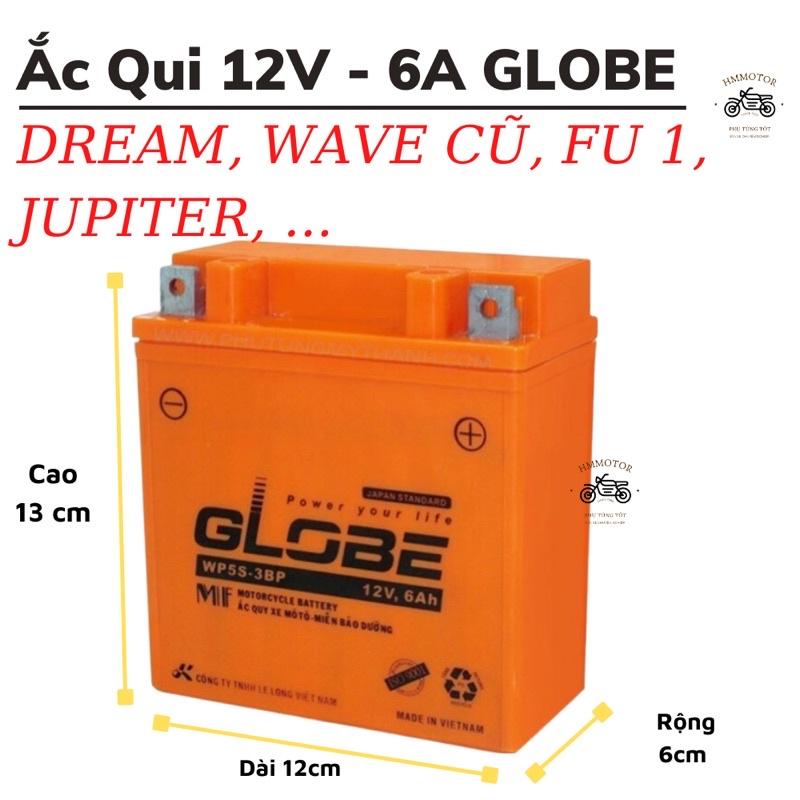 Ắc Qui Globe 12V-6A dành cho xe Dream, Future, Jupiter, Wave anpha - Hàng chính hãng