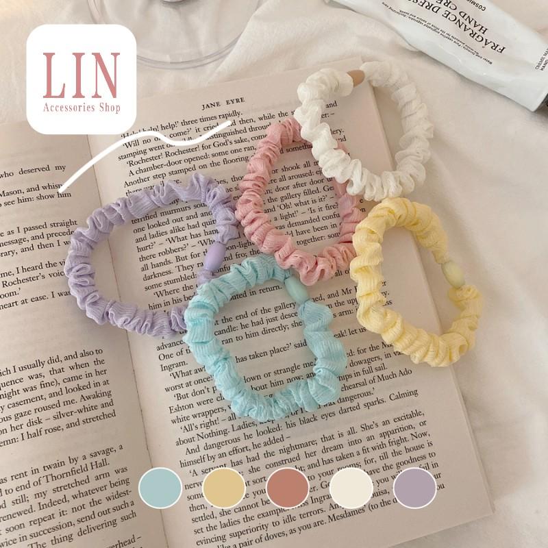 Scrunchies Nhỏ Cột Tóc Buộc Tóc Màu Pastel