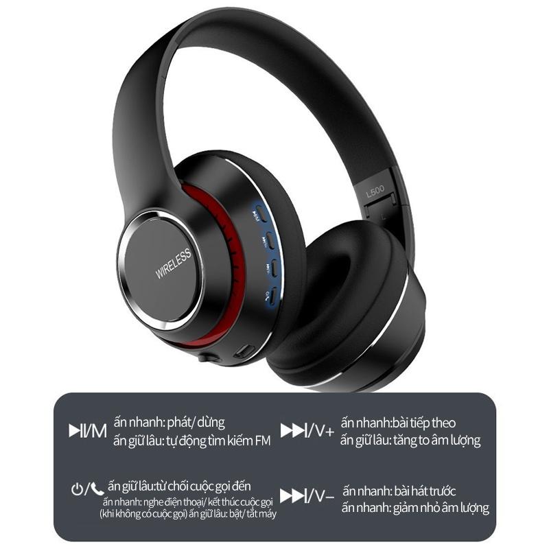 Tai nghe headphone bluetooth không dây Halfsun L500 âm thanh mượt mà vận động nghe nhạc dùng cho mọi loại điện thoại