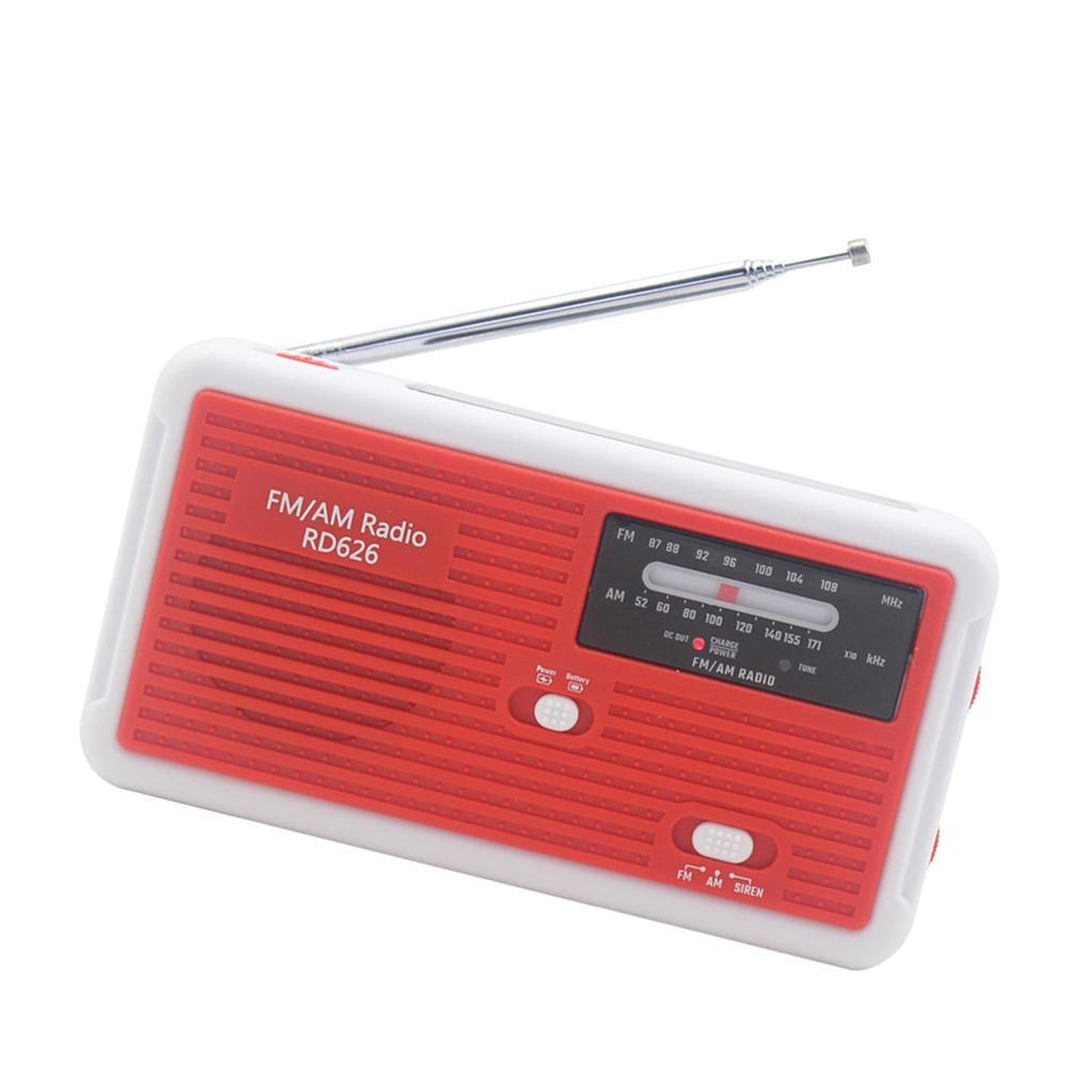 4 Way Powered Emergency Radio Solar Crank Battery AM/FM Alert Radio Red